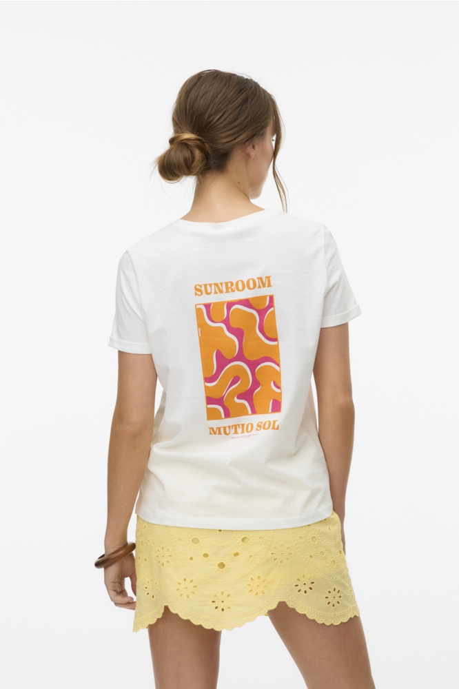 VMELLA S/S O-NECK T-SHIRT JRS BTQ G 10333613 SNOW WHITE/SUNROOM